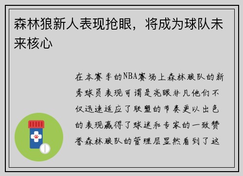 森林狼新人表现抢眼，将成为球队未来核心
